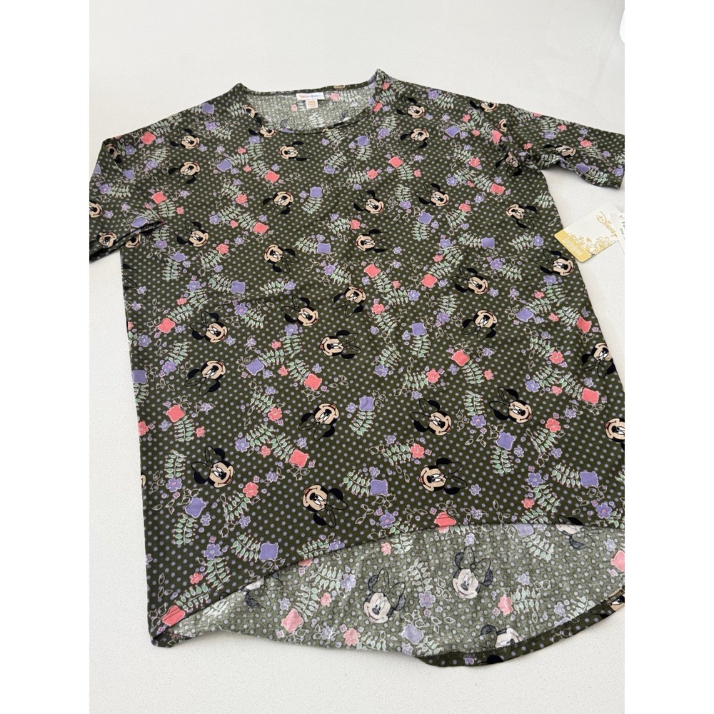 LuLaRoe‎ Disney Irma Tunic Top Shirt Minnie Mouse Green Print Womens XXS NEW